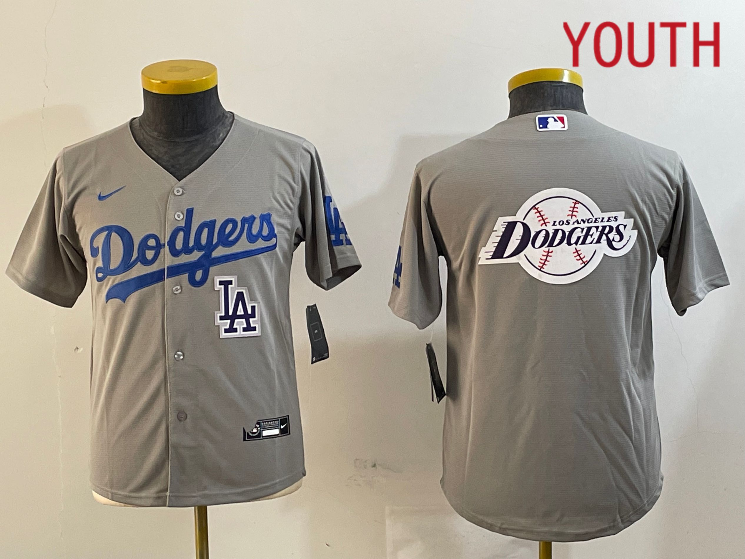 Youth Los Angeles Dodgers Blank Grey Game 2024 Nike MLB Jersey style 12169